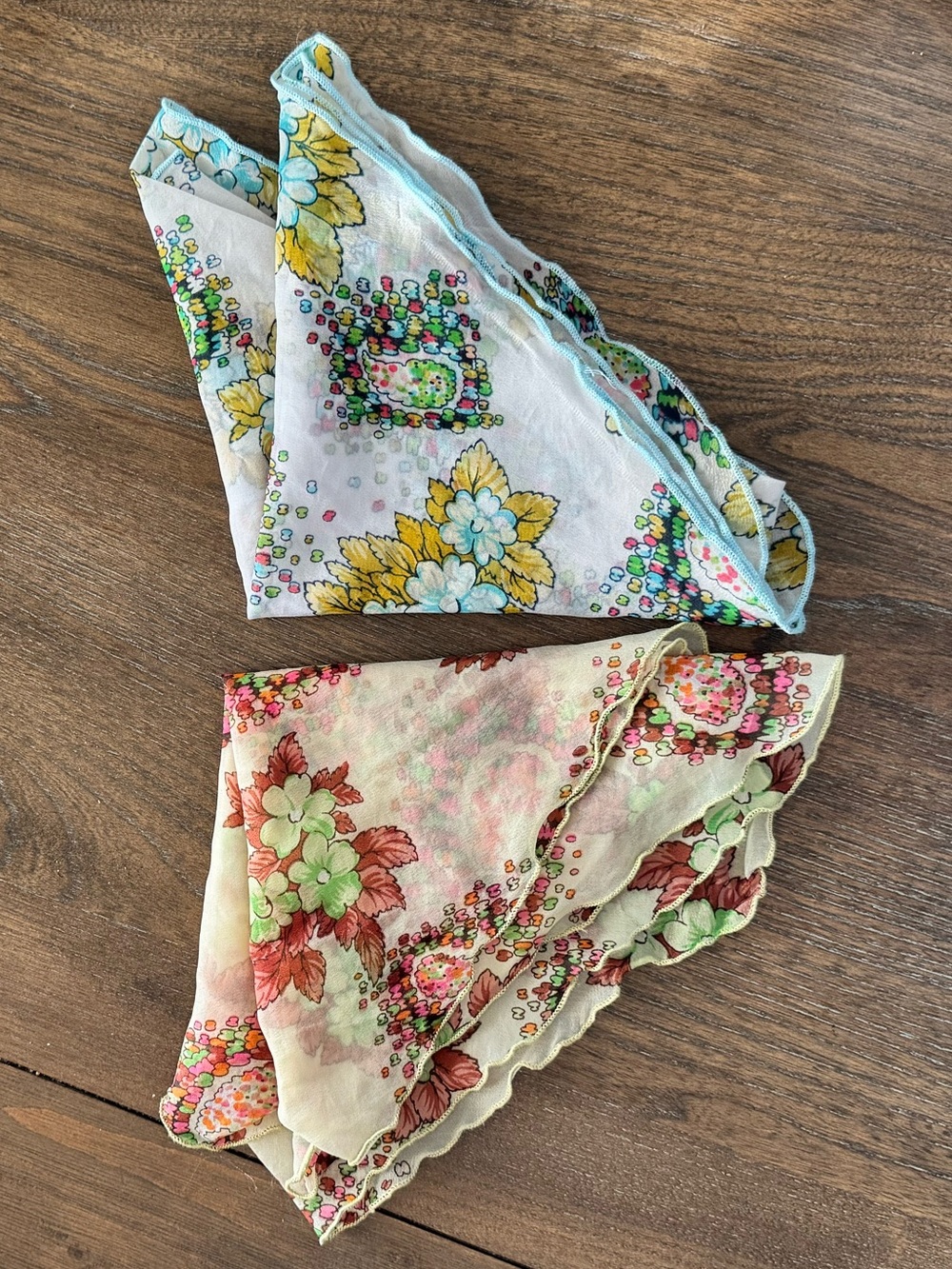 Set of 2 MCM Floral 20” Chiffon Accent Squares